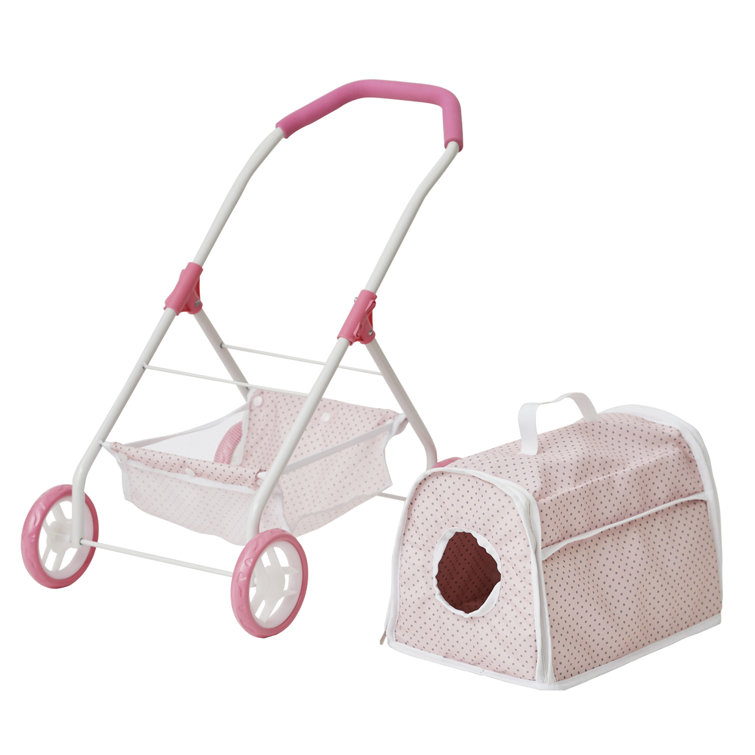 White and clearance pink pram